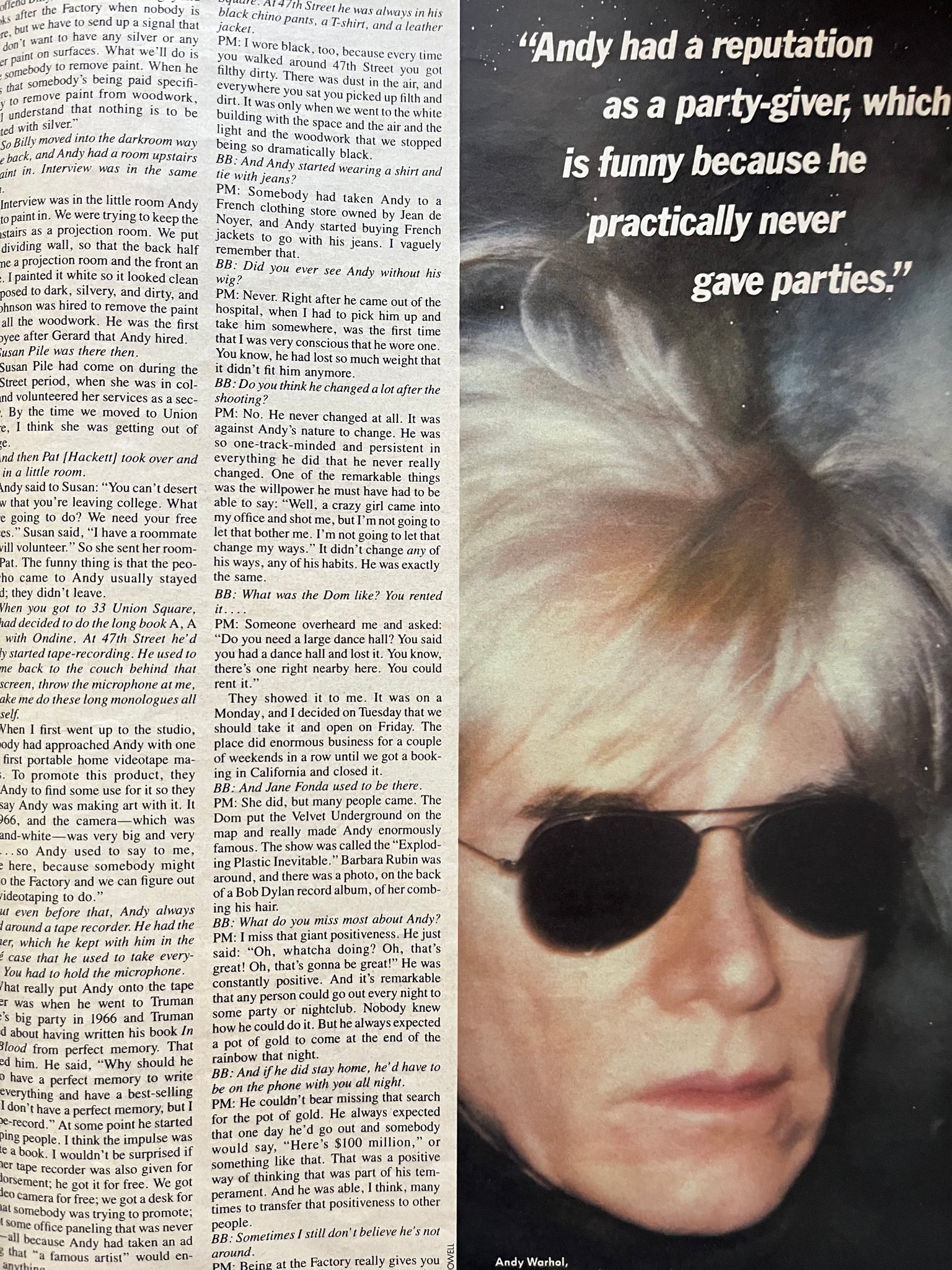 Interview Magazine - Andy Warhol