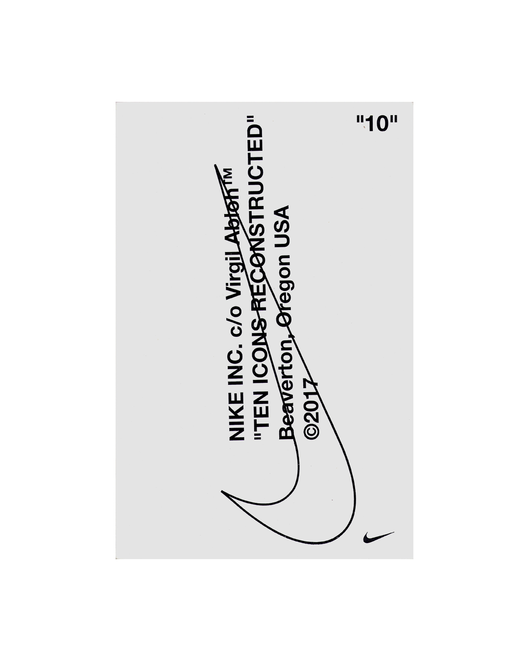 NIKE INC. c/o Virgil Abloh "TEN ICONS RECONSTRUCTED"