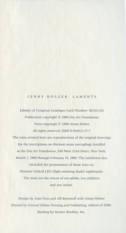 Laments - Jenny Holzer