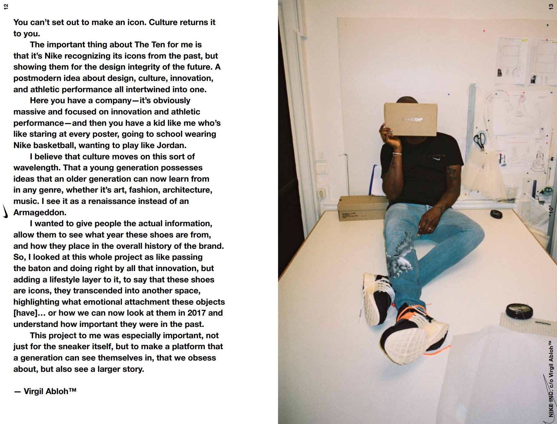NIKE INC. c/o Virgil Abloh "TEN ICONS RECONSTRUCTED"